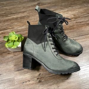 Matisse Ankle Booties Moss Leather Chunky Lace up Platform Heel
